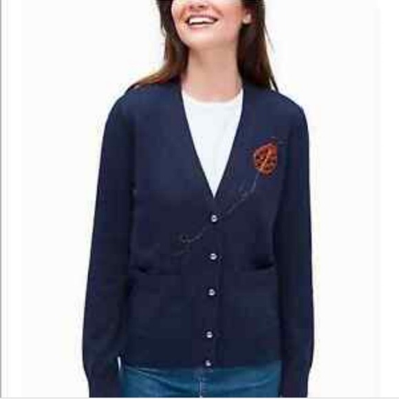 Kate Spade Ladybug Cardigan Small Navy Blue New - Picture 1 of 8